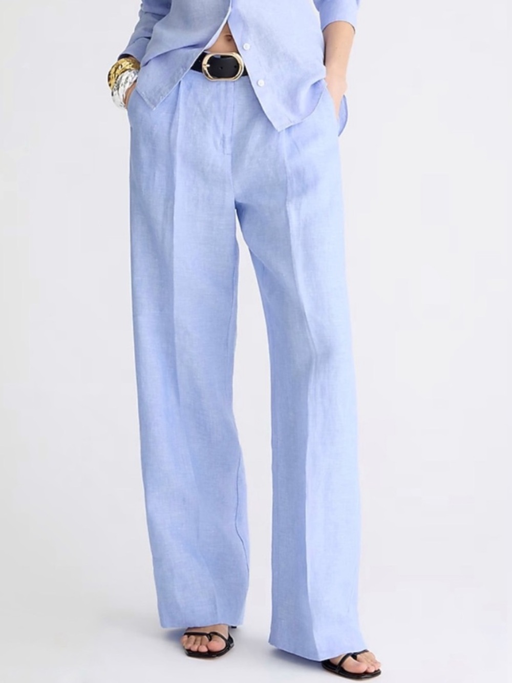J.Crew || Wide-Leg Essential Pant in Linen French Blue 12 Tall